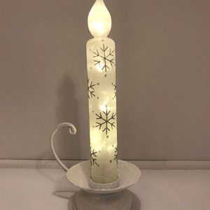 Frosted Glass Battery Operated Snowflake Candle